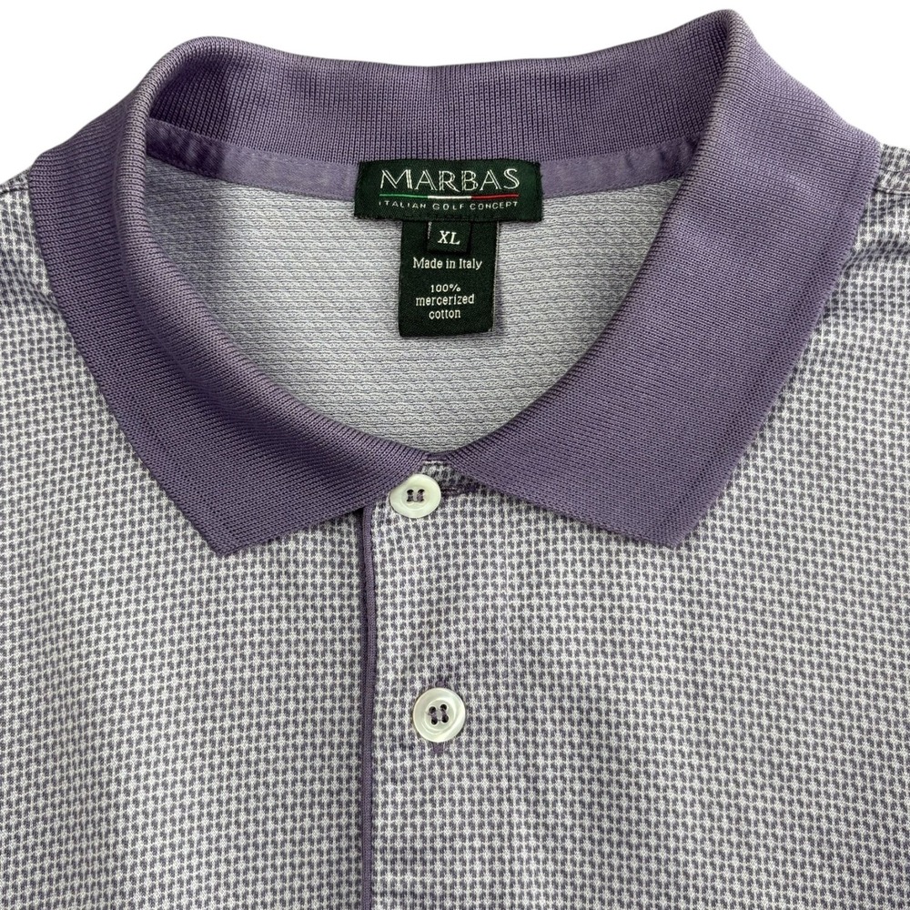 Marbas Purple Micro Pattern Golf Polo Shirt Mens XL Mercerized Cotton Italy